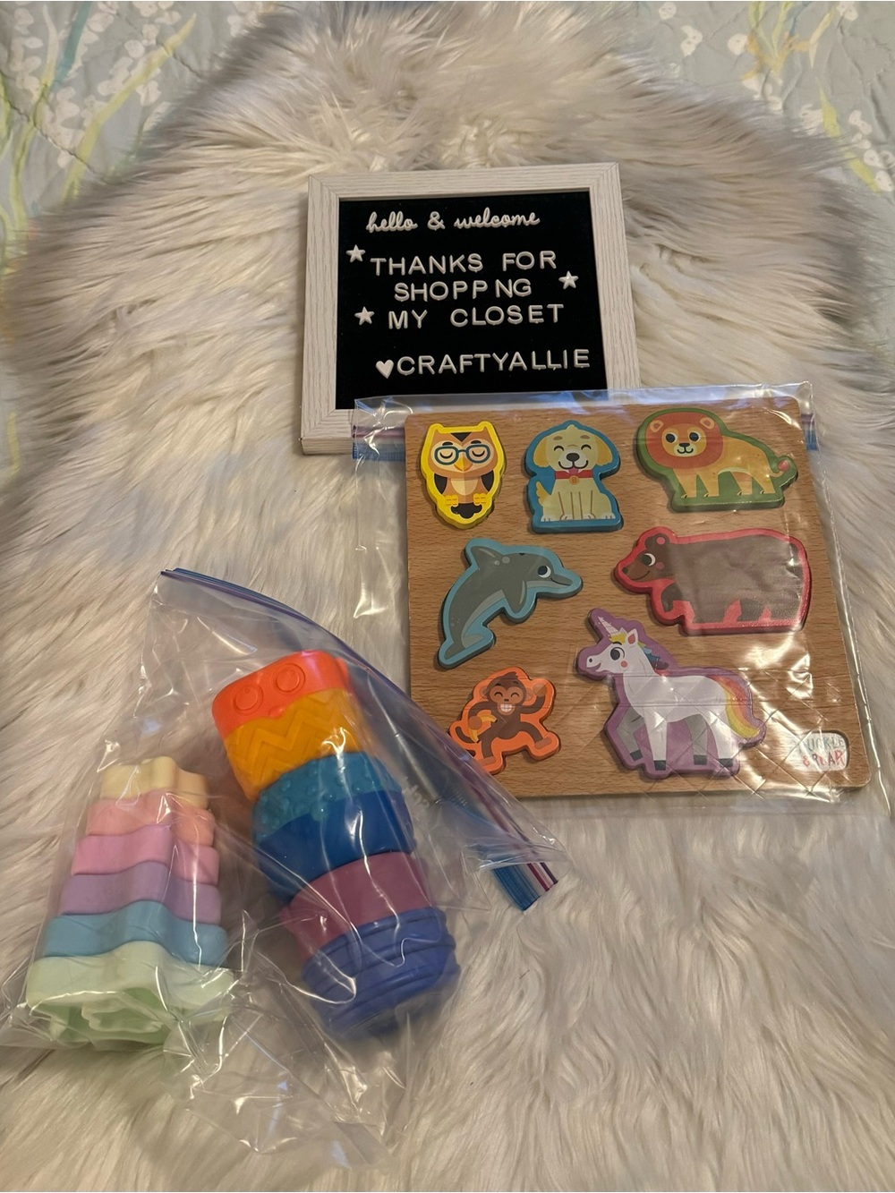 Chuckle & Roar Wooden Puzzle and Two Stacking Toys